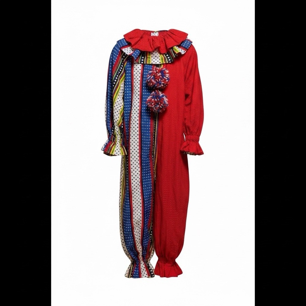 Vintage Hand Made Halloween Clown Suit Full Body Costume L/XL Child Or Sm Adult